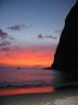 The Beautiful Sunset on the Beach Between the Pitons