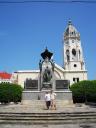 Andy and Erik in Casco Viejo Posing with Simon Bolivar