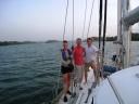 Margaret, Ian, and Erik on the Approach to the Gatun Locks on Day 1 of Spectacleâ€™s Crossing