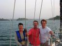 Margaret, Ian, and Erik on the Approach to the Gatun Locks on Day 1 of Spectacleâ€™s Crossing