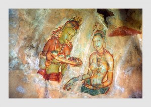 One of the many frescoes at Sigiriya.